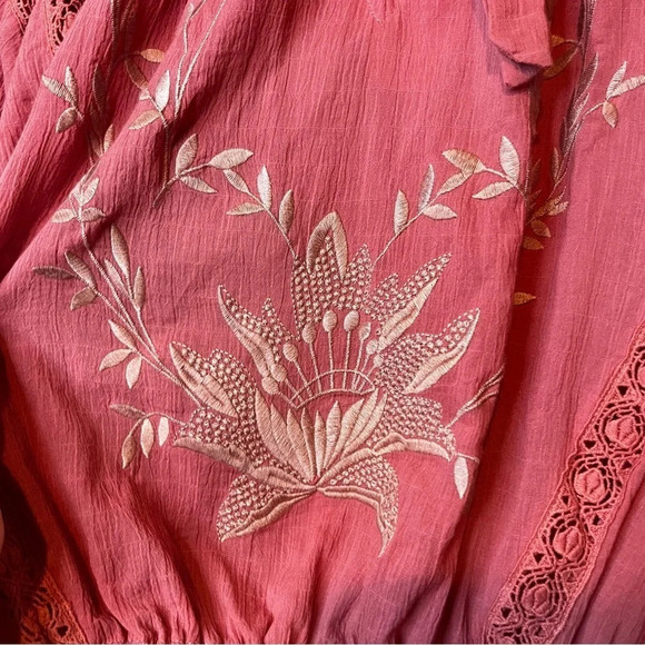 FREE PEOPLE Maria Maria Athena Embroidered Boho Blouse Top - Picture 11 of 14